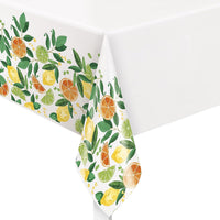 Unique Industries Citrus Fruit Rectangular Plastic Table Cover, 54 x 84 Inches, Multicolor — 1 Pc for Summer Parties, Tropical Themes, BBQs & Picnics