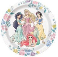 Unique Industries Disney Princess Floral Paper Dessert Plates 7 Inch, 8 Count, Officially Licensed Party Supplies Featuring 4 Disney Princesses