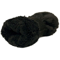 CC Soft Faux Fur Fuzzy Lined Flip Up Down Top Fingerless Mitten Gloves (Solid Black)