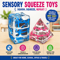 Cool Cube Splatter Sugar Squeeze Toys, Sensory Fidget Stress Relief Toys, Squishy Cube and Pyramid Set, Soft Squeeze Toys