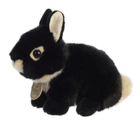 Aurora Miyoni Tots Netherland Dwarf Bunny Stuffed Animal, Realistic Lifelike Plush Rabbit with Bean Pellets, Hand-Stitched Soft Toy, Black, 7.5 Inches