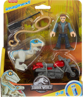 Fisher-Price Imaginext Jurassic World Dinosaur Toys Owen Grady & Blue Figure Playset for Preschool Pretend Play Ages 3+ Years