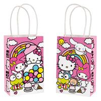 Hello Kitty Party Favor Bags 8 Pack – Multicolor Printed Pink Kraft Treat Bags for Kids Birthday, Baby Shower and Themed Parties