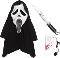 Ghost Face Slayer Kit Mask W/Hood, Gloves, Buck Knife, Voice Changer, Soft PVC 1/2 Mask