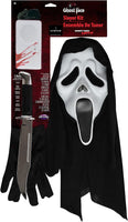 Ghost Face Slayer Kit Mask W/Hood, Gloves, Buck Knife, Voice Changer, Soft PVC 1/2 Mask