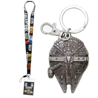 Disney Star Wars Lanyard and Millennium Falcon Keychain Bundle | Disney Cruise Lanyard and Star Wars Pewter Key Ring | Perfect for Star Wars Fans